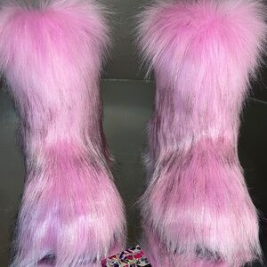 Light Pink Custom Vegan Fur Boots